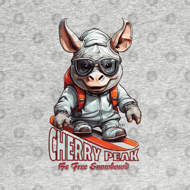 Cute Rhinoceros Cherry Peak Snowboard by Surrealcoin777